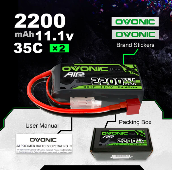 Ovonic 3S 2200mAh 35C 11.1V Short LiPo Battery Pack